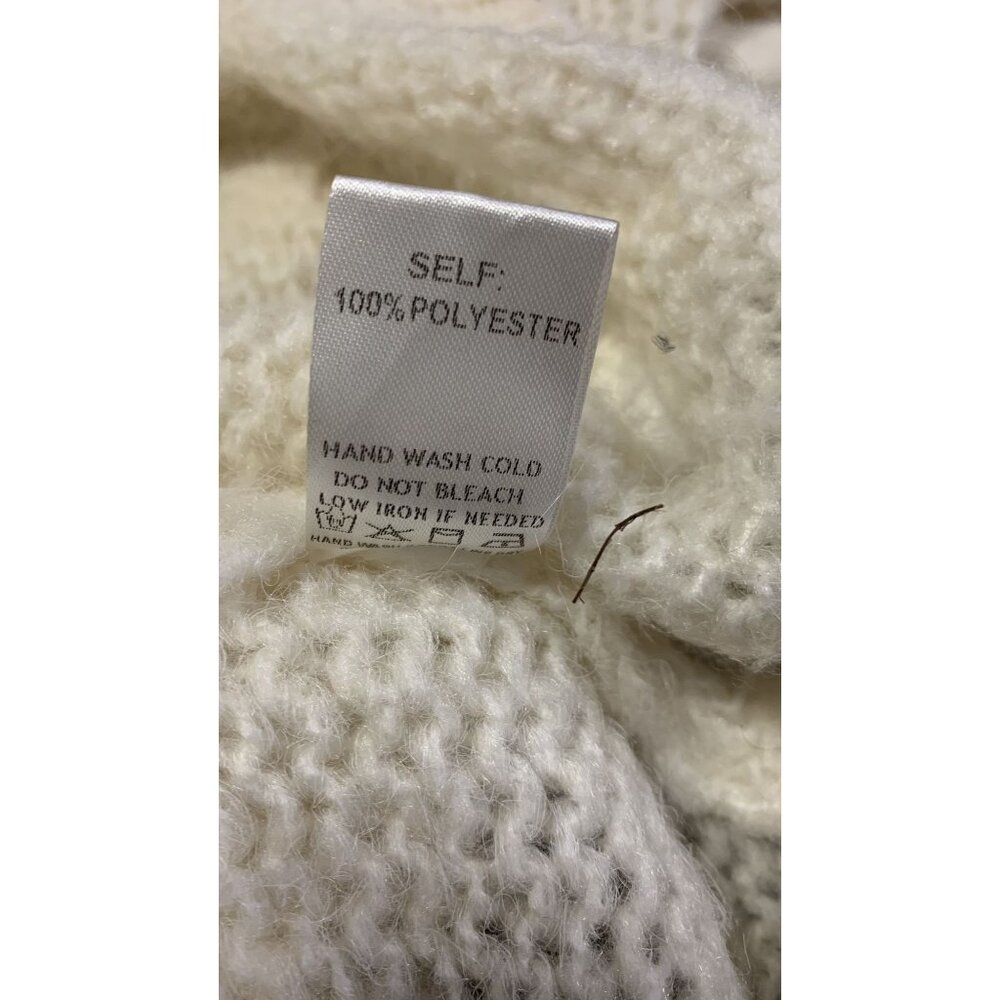 Aaron & Amber L Knit Cream Cable Knit Puff Sleeve Sweater Lightweight‎ Cozy - Picture 8 of 8